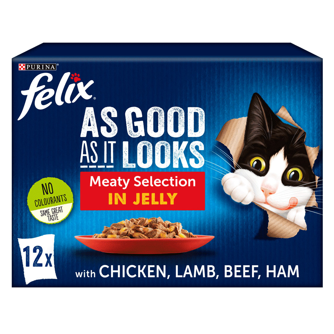 FELIX® As Good As it Looks Meaty Selection in Jelly (Chicken, Lamb, Beef, Ham) Wet Cat Food